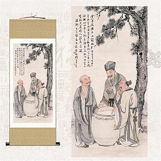 fwqnvSI Rollo de Pared, Pintura Mural, Pintura en Rollo, Pintura Budista Thangka, Brocado Thangka, Mural Decorativo, Pintura en Rollo de Seda del confucianismo, el Budismo y el taoísmo(3)