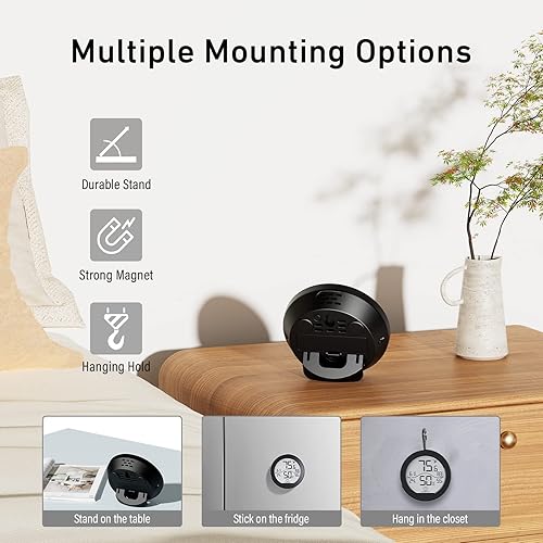 Vista 17 de SECRUI Termómetro higrómetro digital para temperatura ambiente, medidor de humedad, termómetro interior, calibración de precisión, sensor de Blanco