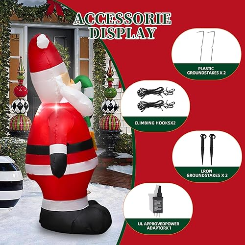 Miniatura 4 de YOUBEMAGIC Bonito Papá Noel inflable de Navidad de 4 pies con luces LED integradas, decoración inflable de Navidad para interiores y exteriores,