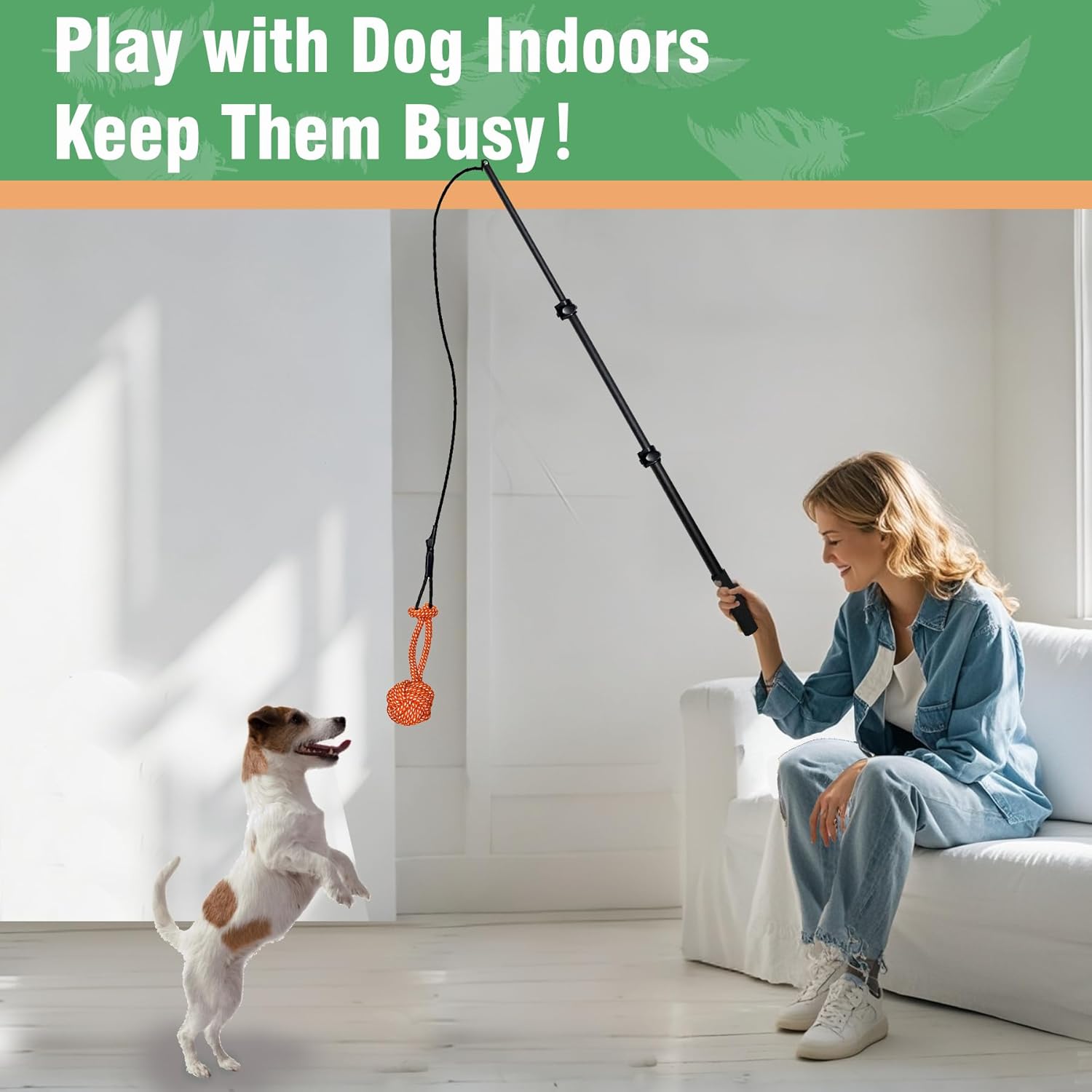 Flirt Pole for Dogs Heavy Duty 40inch Extendable Aluminum Alloy Dog Flirt Pole for Large/Medium/Small Gogs,Interactive Dog Toys for Indoor/Outdoor
