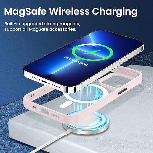 Miniatura 2 de VEGO Funda magnética para iPhone 13 Pro Max/iPhone 12 Pro Max, cubierta trasera de policarbonato duro transparente + marco de TPU suave, delgada,