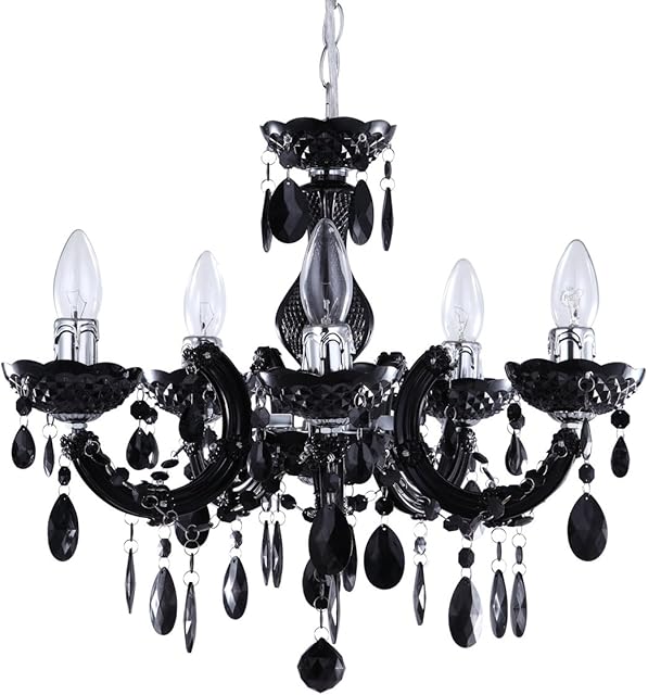 LITECRAFT 5 Light Dual Mount Chandelier Marie Therese Ceiling Light (Black)