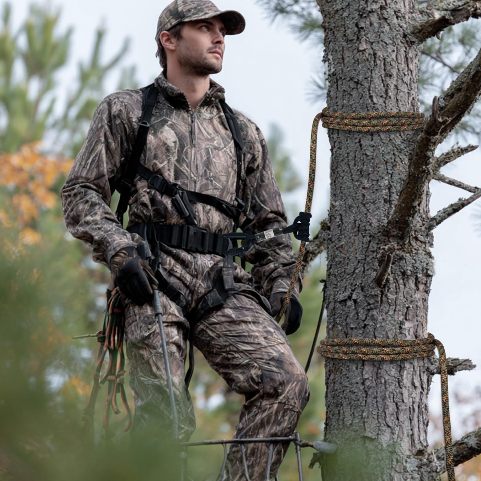 AOLEBA Treestand - Corda di sicurezza per la caccia, con anello Prusik