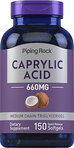 Piping Rock Ácido caprílico 660 mg  150 cápsulas de gel suave  Suplementos para mujeres  Sin OMG, sin gluten