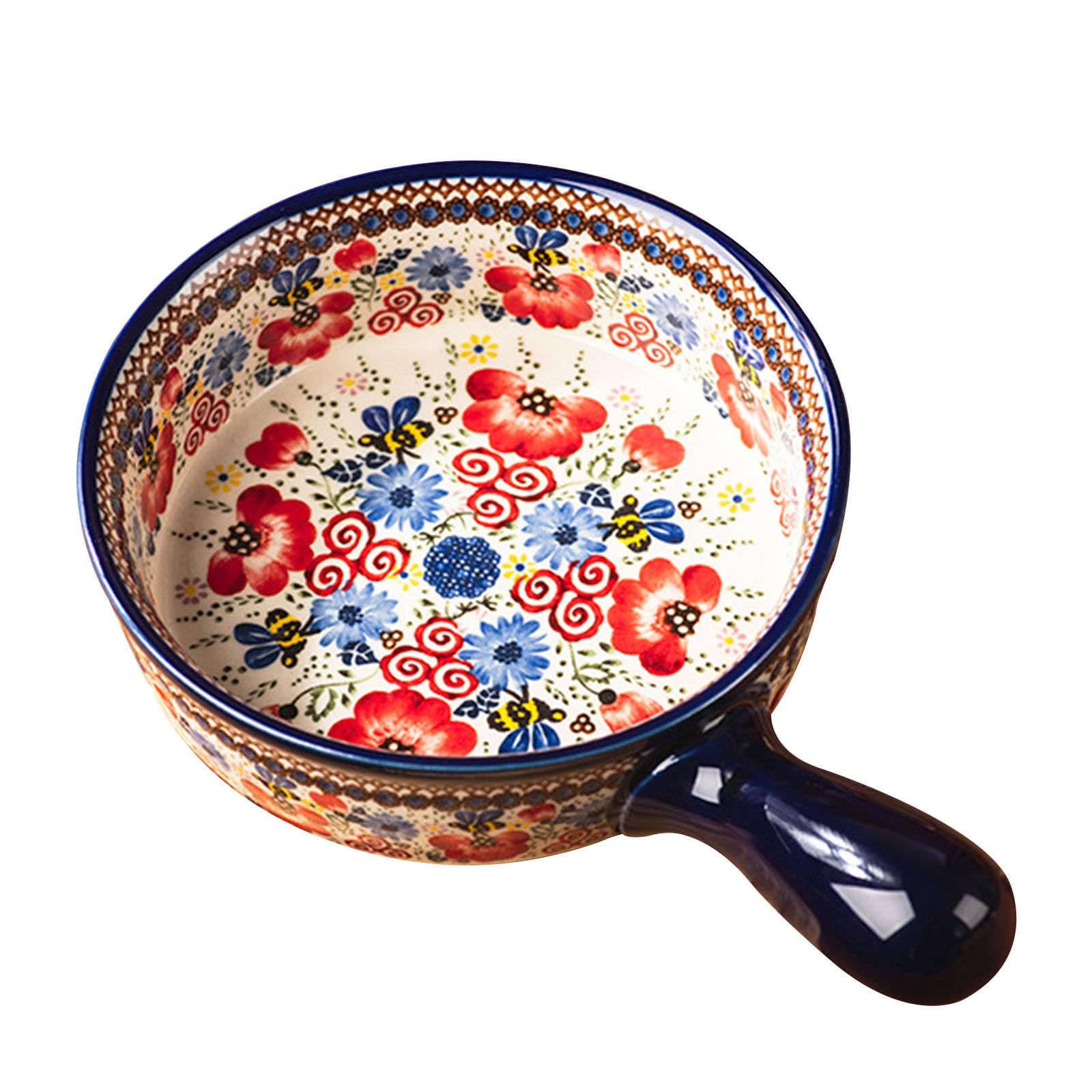 Miski ceramiczne, Ceramiczna miska na makaron instant, miska na zupę cebulową z uchwytem, ​​zastawa stołowa w stylu vintage o pojemności 600 ml, miska ceramiczna, kuchenka mikrofalowa i piekarnik