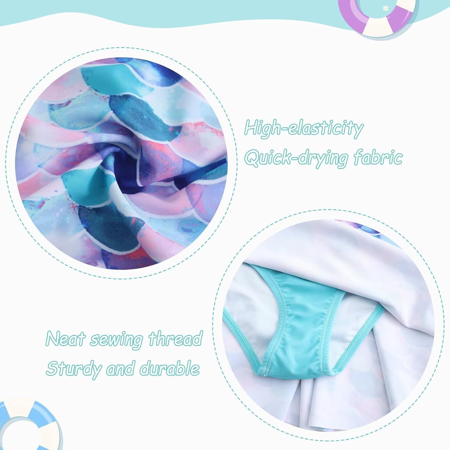 Girls One Piece Swimsuits Short Sleeve Swim Dress for Girls Hawaiian Skirted Bathing Suit Summer Swimwear 3-16 Years - Image 5