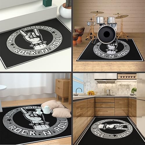 Miniatura 8 de PRIHALF Alfombra de batería, alfombra para dormitorio, sala de estar, almohadillas insonorizadas, accesorios de batería para juego de batería,