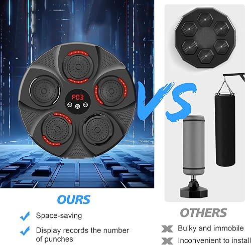 Miniatura 5 de GOENITZ Music Boxing Machine, Rechargeable Boxing Equipment Wall Mount, Home Smart Boxing Target Workout Machine, Electronic Focus Agility Training