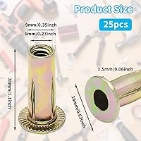 Vista 2 de 25 piezas de tuercas de remache de agarre múltiple de acero con vástago precurvado y acabado de zinc, tuercas de inserción roscadas de cabeza plana