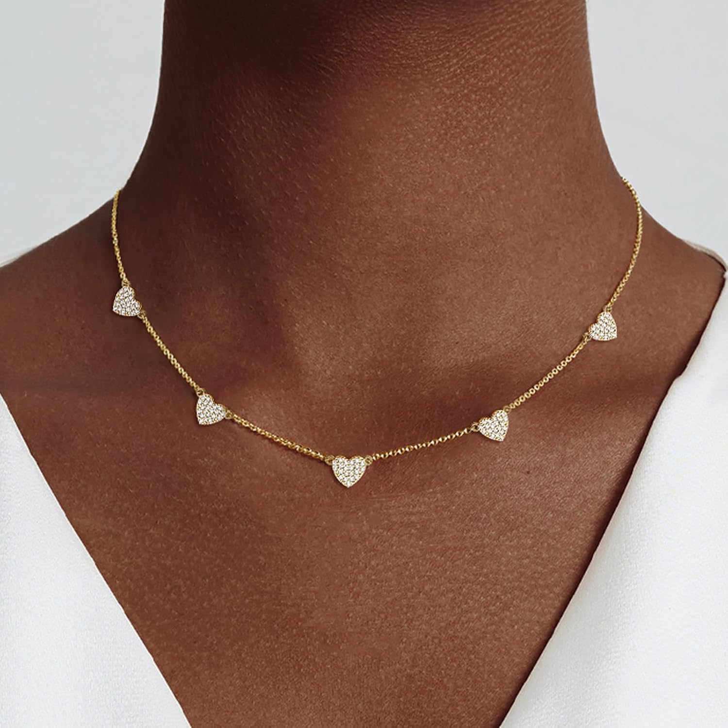 Heart Necklace for Women Gold/Silver Plated Trendy Heart Choker Lover Pendant Hypoallergenic Fashion Gold/Silver Necklace for Women Love Jewelry Gift for Women Girlfriend - Image 2