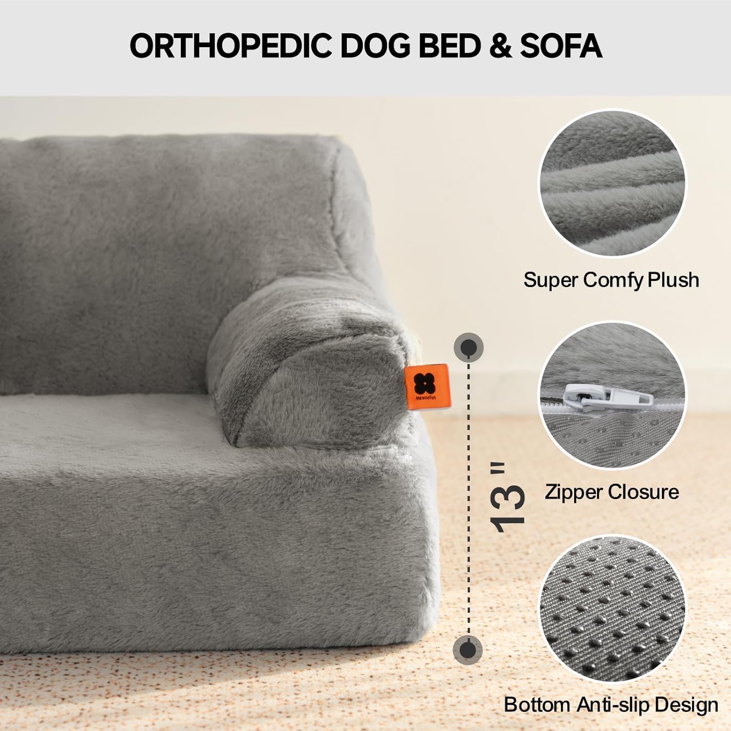 review MEWOOFUN Orthopedic Dog Beds for Medium & Large Dogs with Removable & Washable Cover & Non-Slip Bottom, Dog Couch Sofa Bed for Pets Up to 85 lbs (L-40