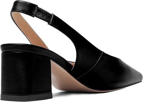 Miniatura 5 de FOGEENA Zapatos de tacón bajo de cuero grueso y liso para mujer, con puntera cuadrada, sexy, de 2 pulgadas