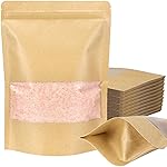 Blisstime Stand Up Pouches, 50 Pack Kraft Paper Bags with Matte Window and Tear Notch Resealable Bags for Small Business Home Use (6 x 8.1 Inches)