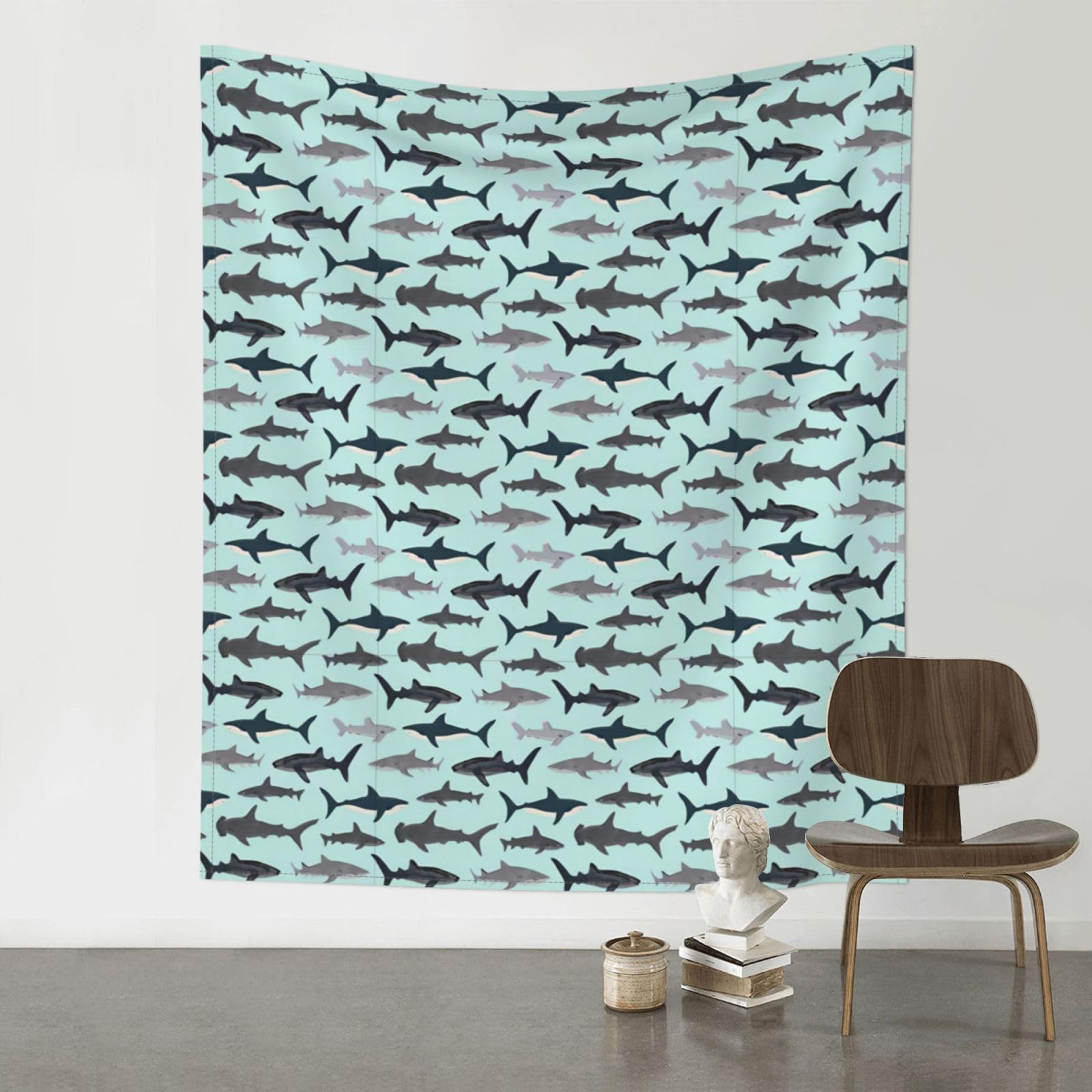 YYHHAOFA Shark Prints 60x51in Wall Tapestry Boho Chic Dorm Decor & Beach Throw Blanket