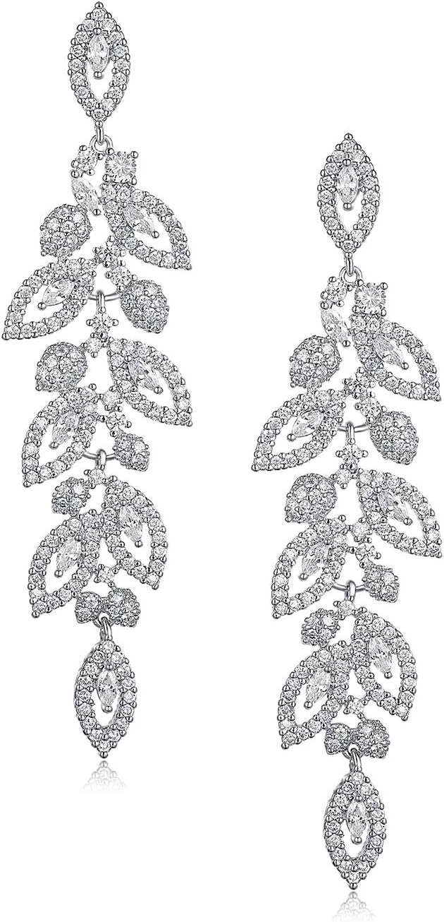 SWEETV Wedding Bridal Chandelier Earrings, Crystal Rhinestone Drop Dangle Earrings for Women Brides