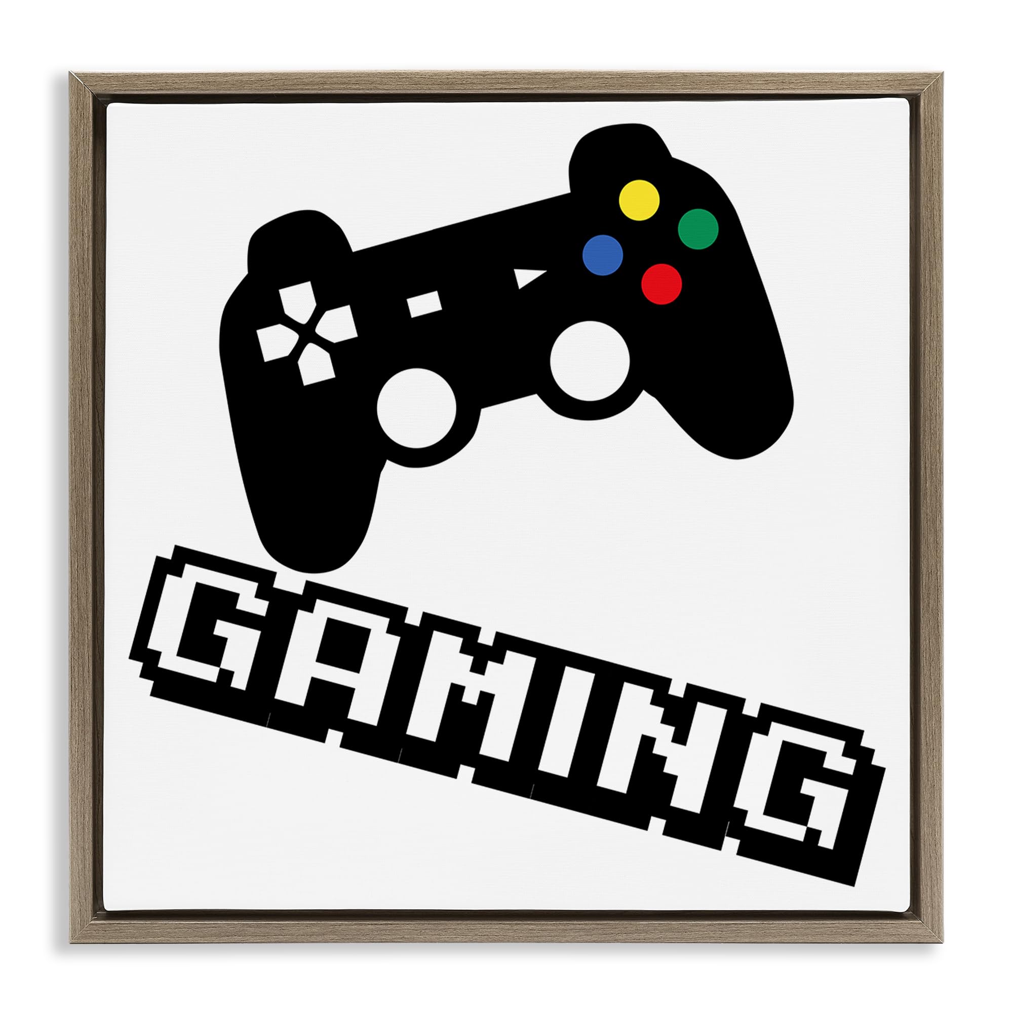 Stupell Industries Montalcino Elm (Textured) 'Playful Pixel Gaming'| Floating Frame Canvas Art