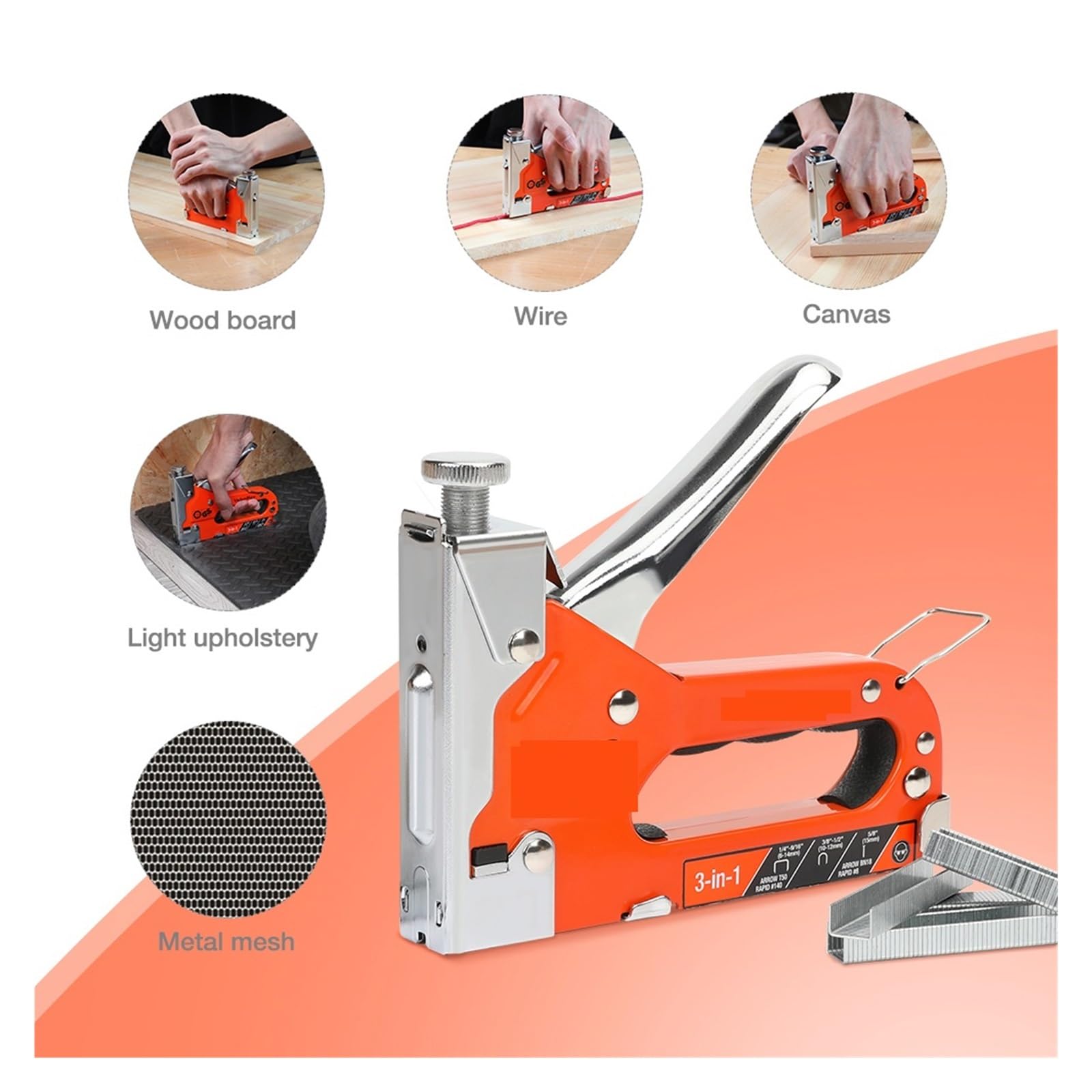 Zszywacz, 3 w 1 pistolet do gwoździ DIY budowa mebli zszywacz zszywacz tapicerski z 3000 zszywek Home Decor narzędzia stolarskie do obróbki drewna, projektów profesjonalnych