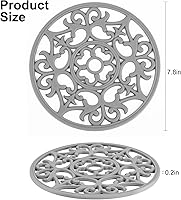 Vista 2 de Silicone Trivets for Dishes-Modern Kitchen Trivet Mat, Non Slip Trivets for Pots&Pans, Carved Silicone Pot Holders, Heat Resistant Mats-Round Hot