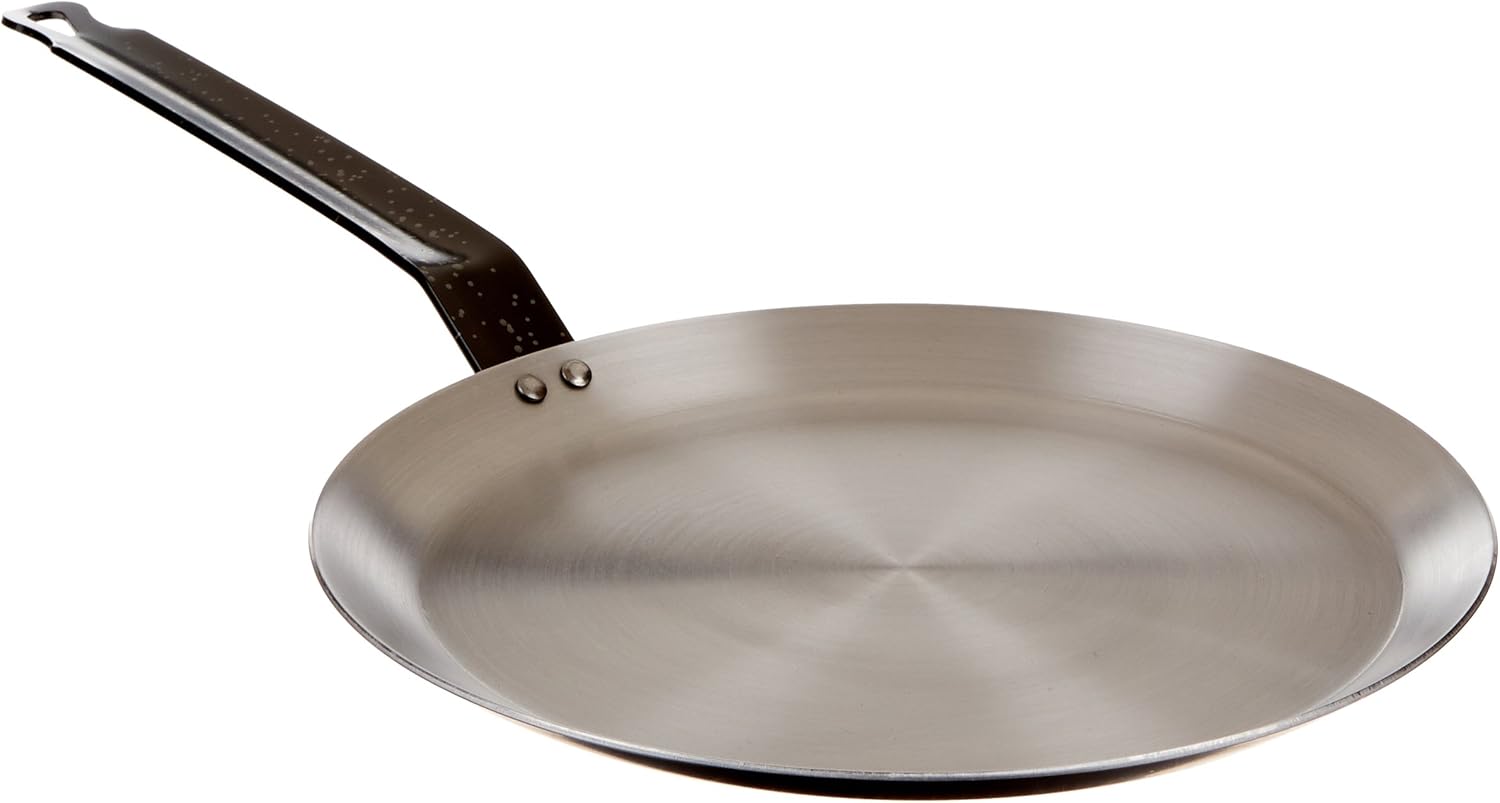Paderno World Cuisine Blue Carbon Steel Crepe Pan / 10 1/4" Induction Ready Pancake Pan