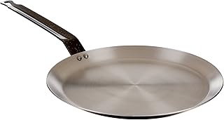 Paderno World Cuisine Blue Carbon Steel Crepe Pan / 10 1/4" Induction Ready Pancake Pan
