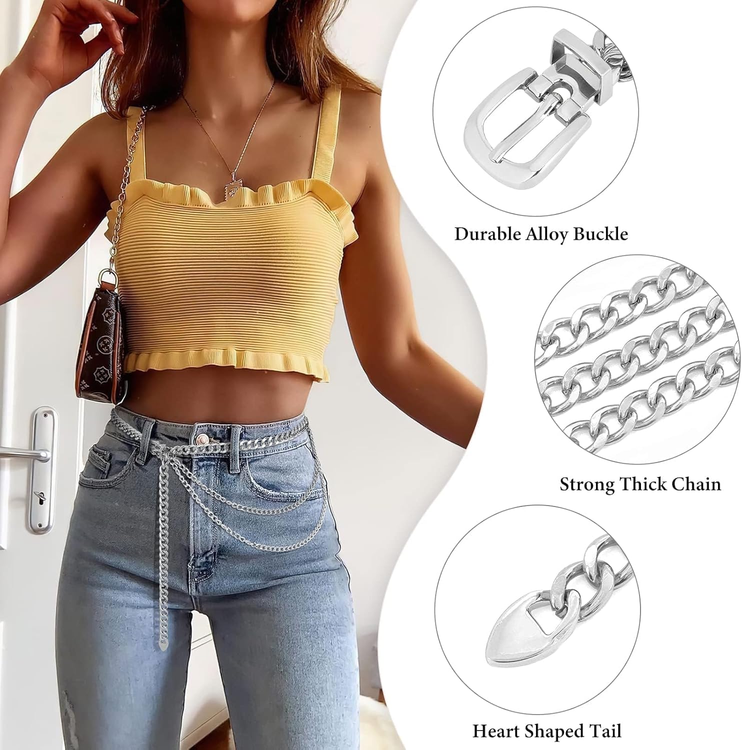WHIPPY Waist Chain Belt Women Ladies Adjustable Body Waist Link Belts for Jeans Dresses - Image 4