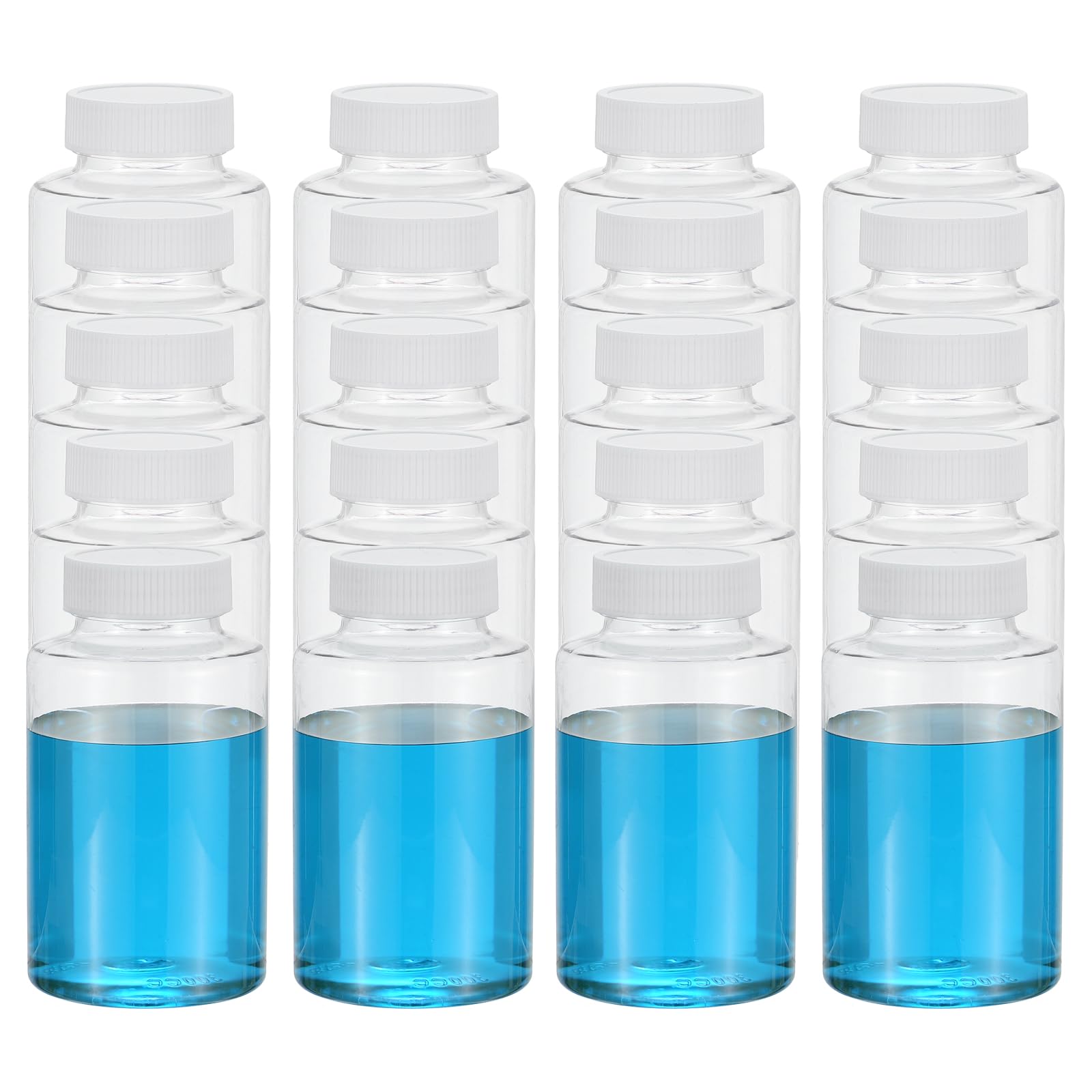 PATIKIL 20pz Bottiglie da 300ml per Reagenti, Bottiglie Tondo a Bocca Larga in Pet con Tappo a Vite per Acqua Laboratorio Sigillo Conservazione Campioni Solidi, Trasparenti