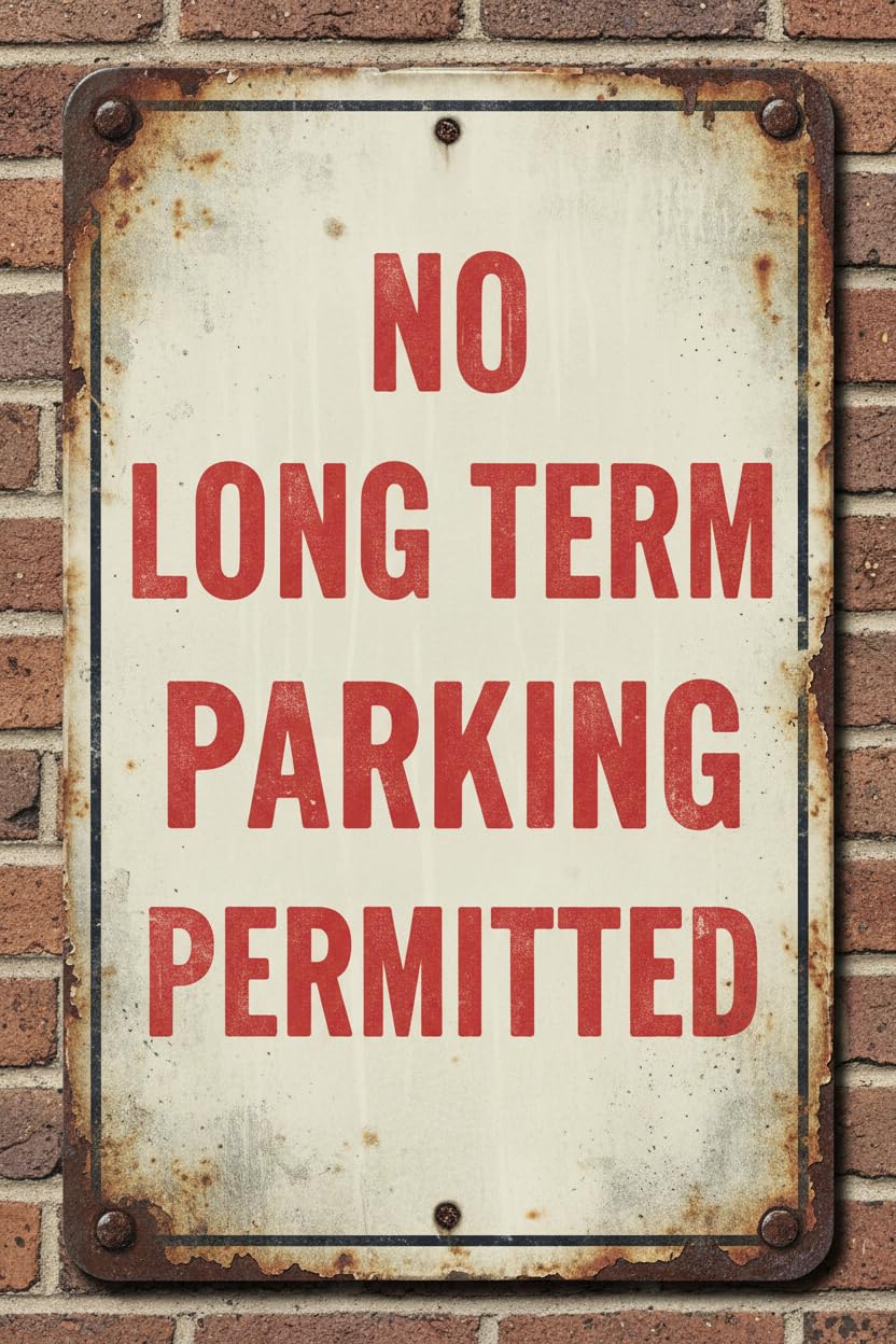 No Long Term Parking Tin Sign, 8x12 Inch