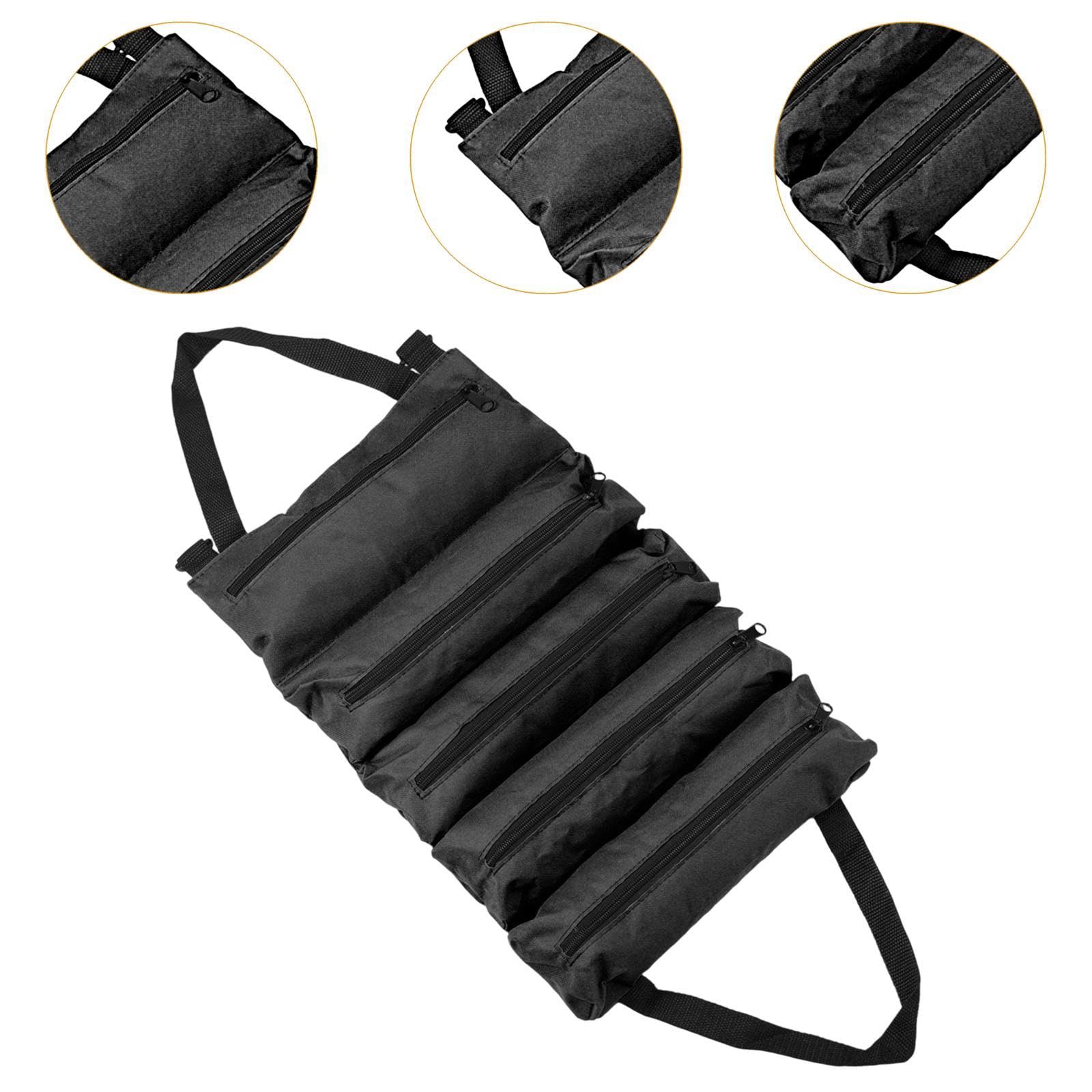 sacs de stockage d'outils, Sac à outils enroulable, sac de transport enroulable, organisateur de rouleau d'outils de moto, noir