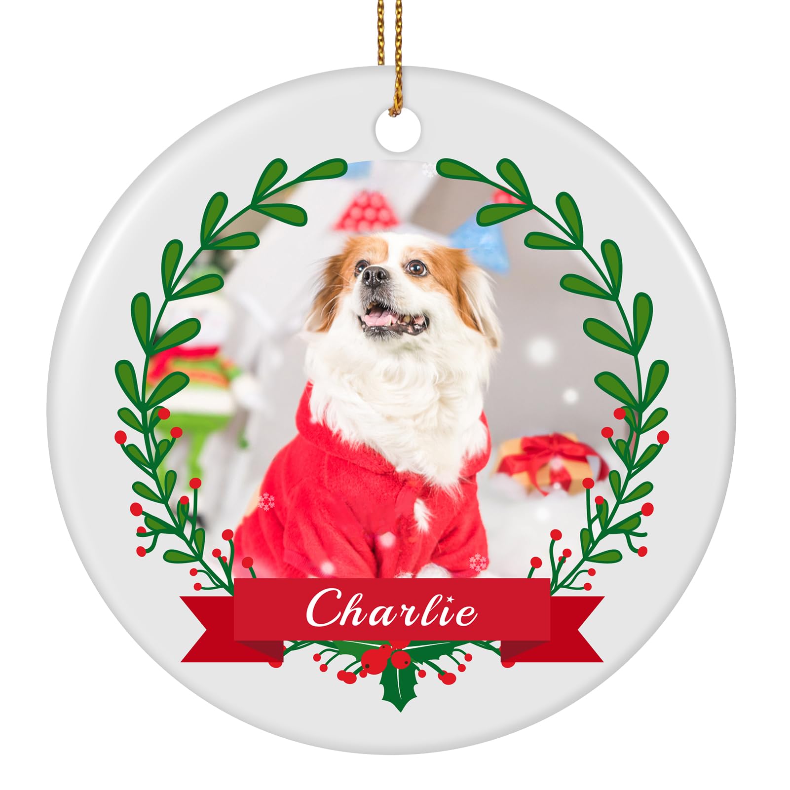 Personalized Dog Photo Christmas Ornament, Pet Ornaments for Christmas Tree