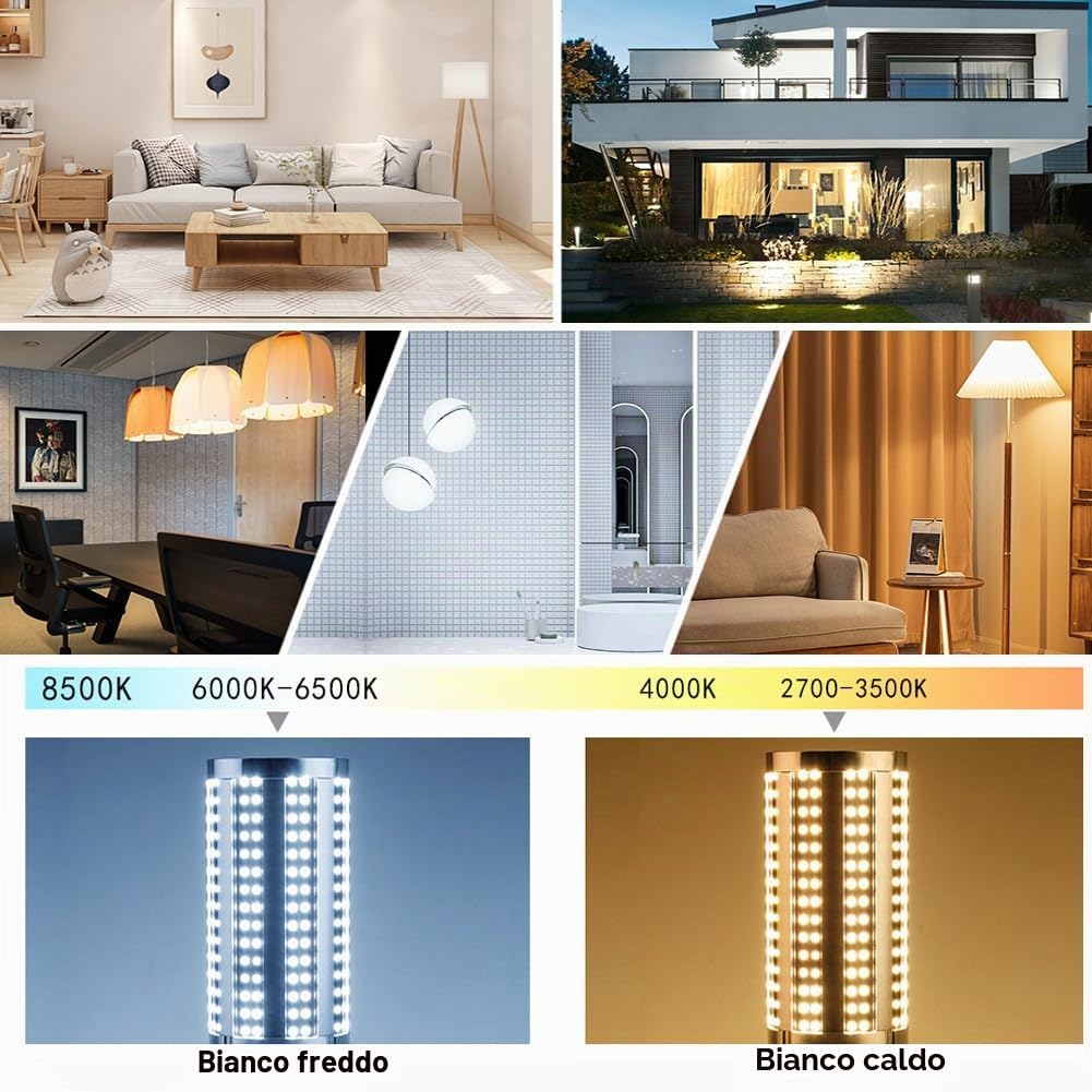 Lampadina per mais a LED 120W,Illuminazione a Soffitto E27/E39/E40 Ultraluminosa,3000K 14,400LM Bianco Caldo,Equivalente a Incandescenza 800W,per Casa Magazzino Officina Garage[Classe energetica A+]