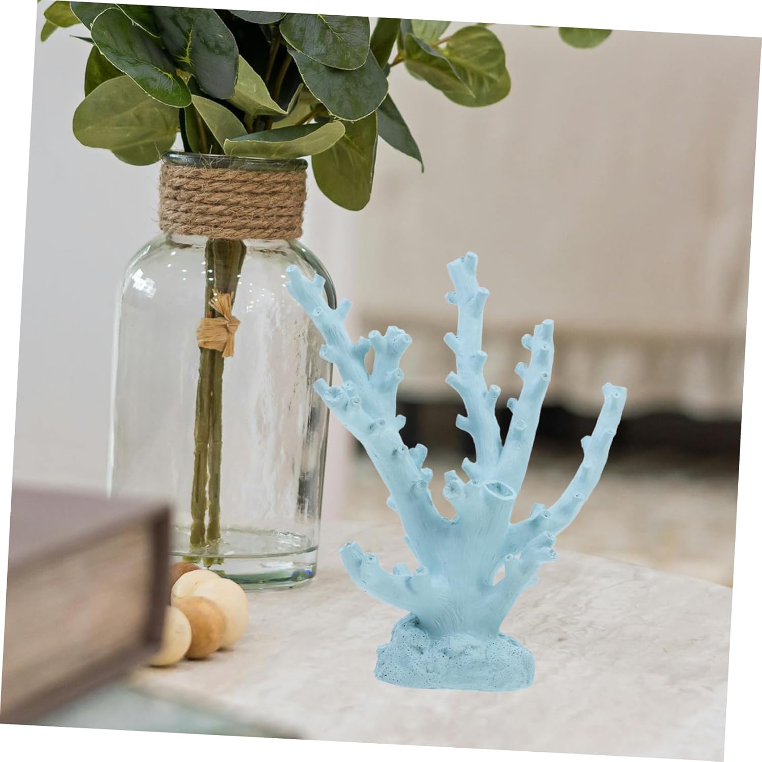 Mediterranean Resin Coral Aquarium Coral Decor Artificial Aquarium Coral Ornament Nautical Table Centerpiece Beach Table Decor Ocean Themed Table Decor Fake Aquatic Plants White
