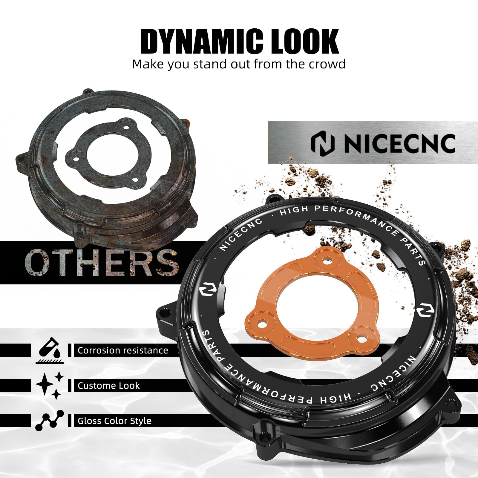NICECNC Coperchio frizione nero trasparente e piastra di pressione compatibile with 1290 Duke R/GT 2014-2024, coperchio frizione motore trasparente compatibile with 1290 Super Adventure R/S 2017-2024,