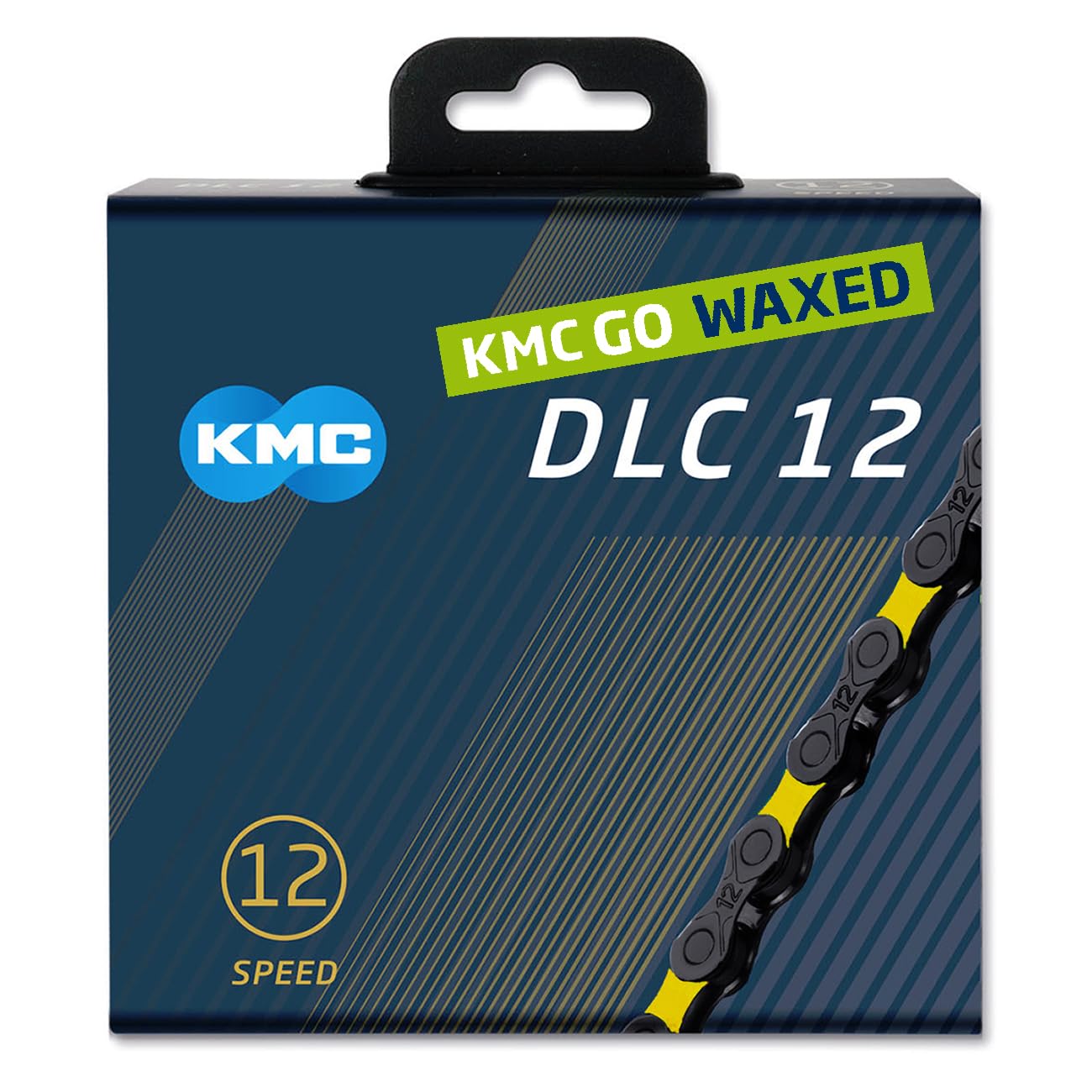 KMC DLC12 Waxed 12 Speed Chain, Black/Yellow, 126 Link