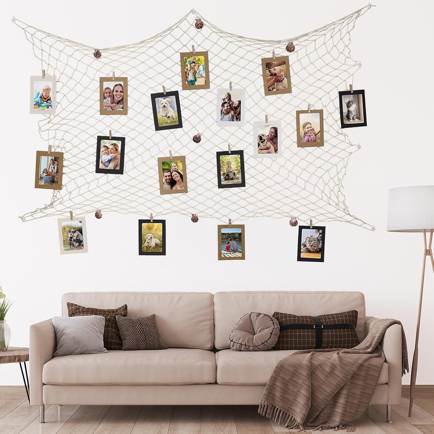8 Pack Natural Fish Netting Decorative 80 x 40 Inch Fish Net Decorations for Pirate Party Ocean Beach Wall Hanging Decoration Nautical Sea Party Decorations Photo Picture(Novel Color)