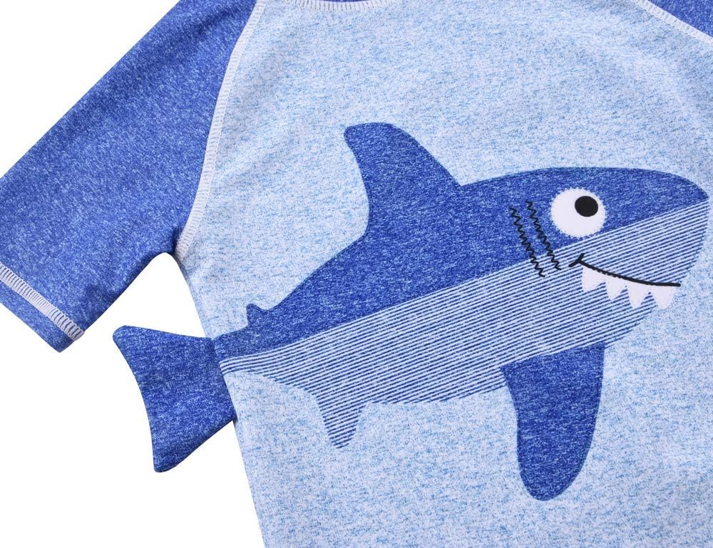 Cadocado Baby Boys 2-Piece Swimsuit Short Sleeve Rash Guards Shirt with Swim Trunk Bathing Suit Swimwear UPF 50+