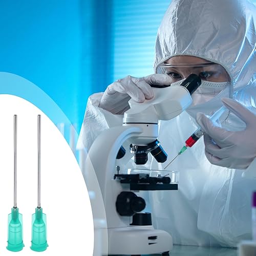 Miniatura 6 de Paquete de 20 fideos dispensadores de punta roma de 18Ga de 1.5 pulgadas, jeringa de plástico verde, punta roma, agujas dispensadoras cónicas Luer