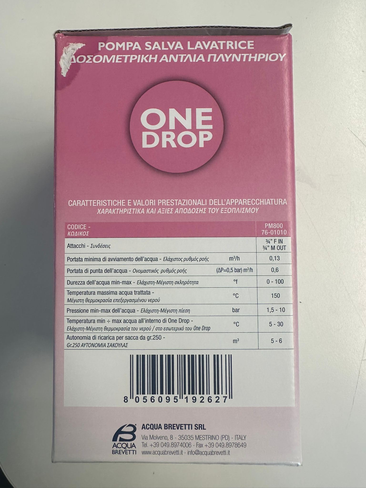 ONE DROP Anticalcare per Lavatrice