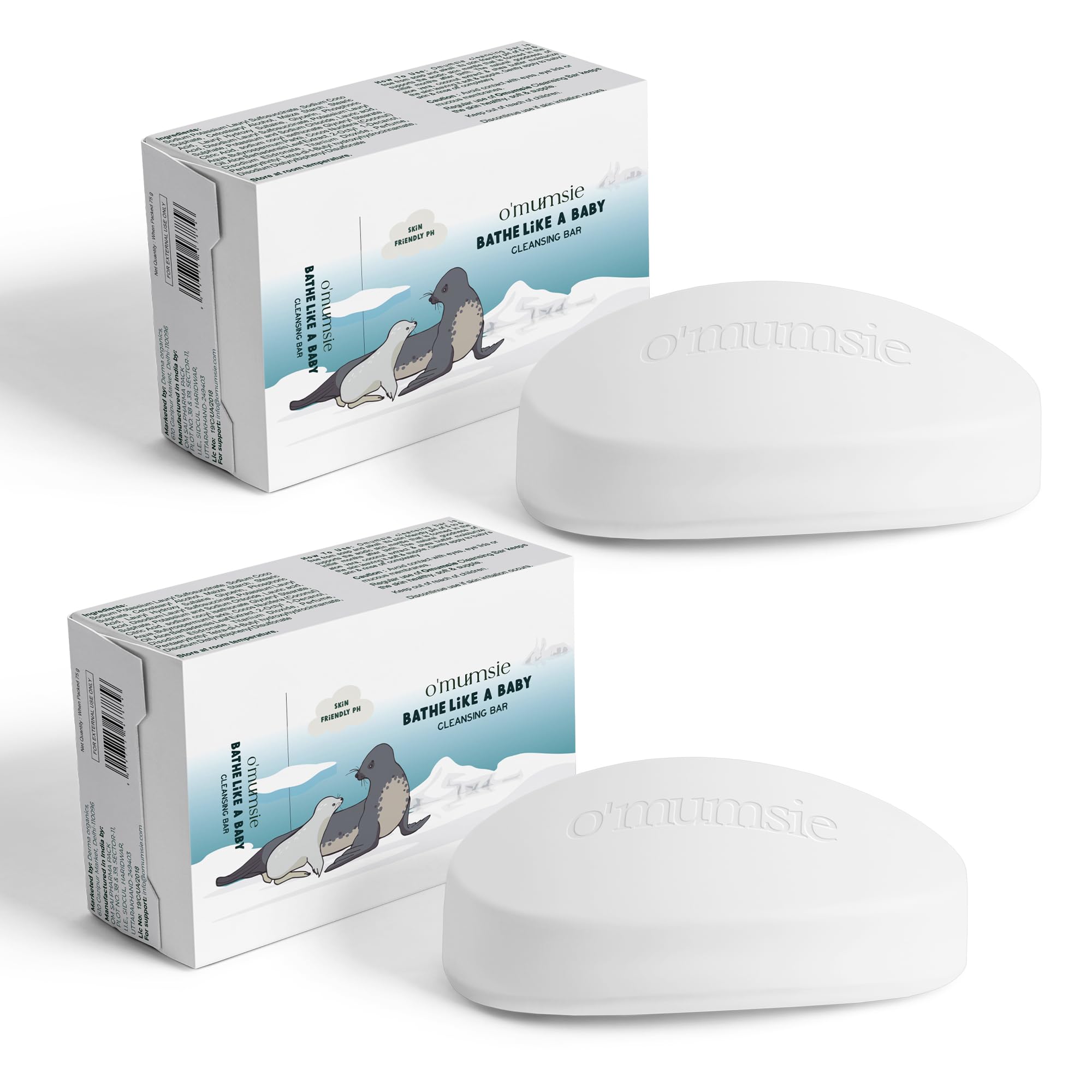 o'mumsie Baby Bath Soap for New Born Babies | Enriched with Coconut Extract & Shea Butter for Skin Moisturization | SLS & Paraben Free - 75g, Pack of 2