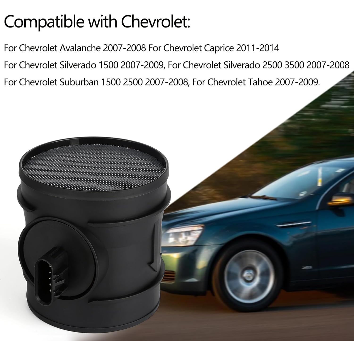 2451149 Mass Air Flow Sensor Meter Compatible with 2007-2009 Avalanche Yukon Tahoe Sierra Silverado Suburban 1500 2500 3500 Replaces# 2451149 MA198 7410146 5S8048 15900023