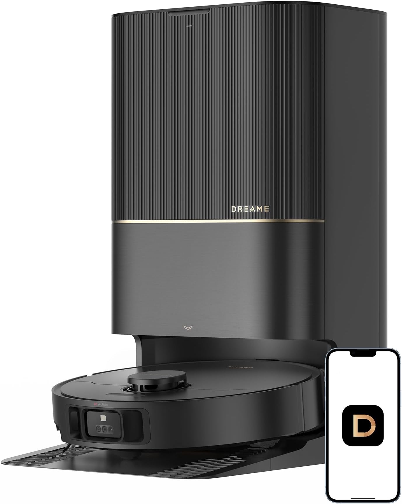 DREAME X40 Ultra Robotic Vacuum with Removable & Liftable Mop, 12,000Pa Suction, Side Brush Extensive Cleaning, 158°F Mop & Washboard Self Cleaning, Auto-Empty, Auto Refill, liftable Brushes