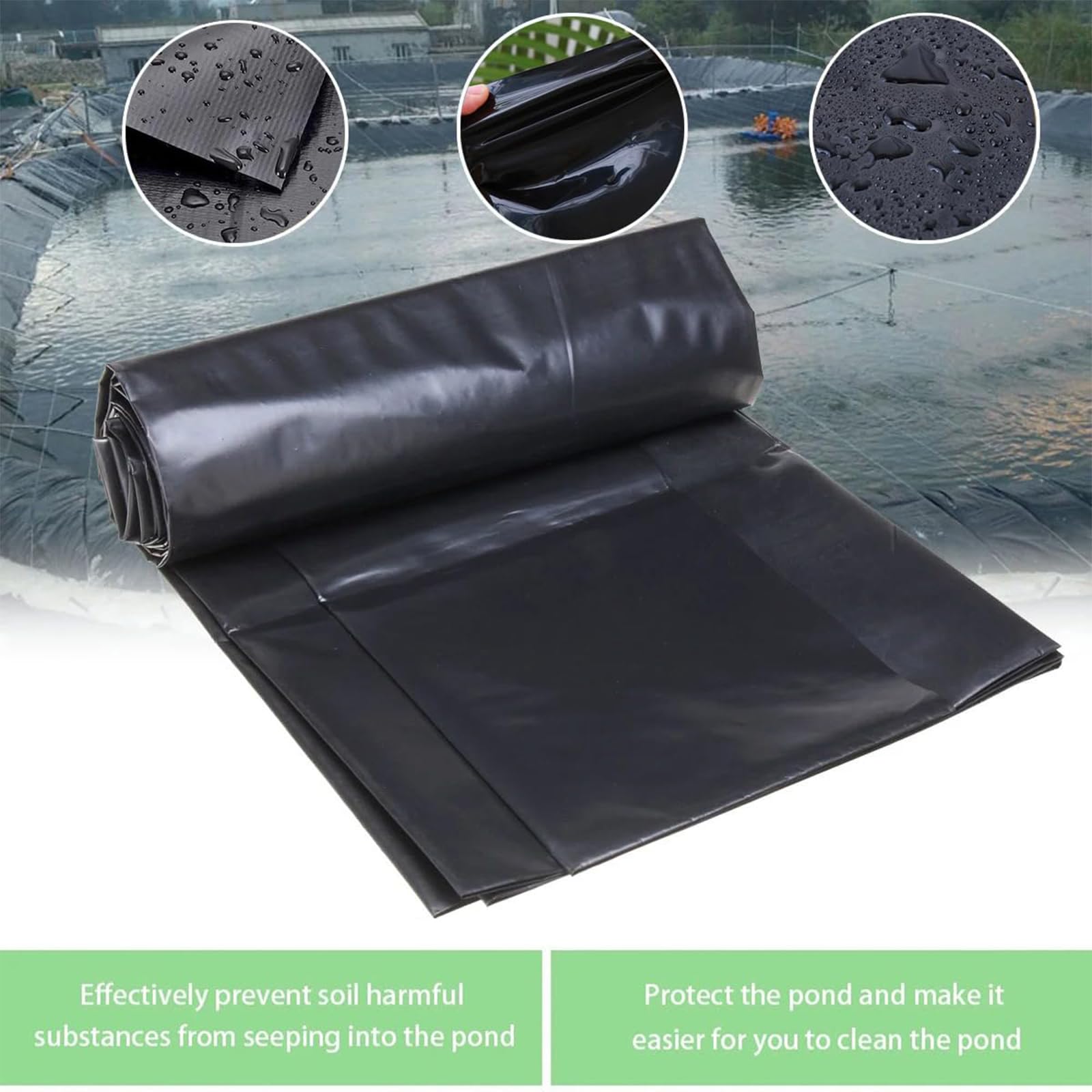 Telo per Laghetto da Giardino in PVC Flessibile Resistente agli Strappi | Rivestimento per Laghetto Impermeabile, per Piscine Fontane Cascate Telone Impermeabile per Esterno Dimensione Telo PVC