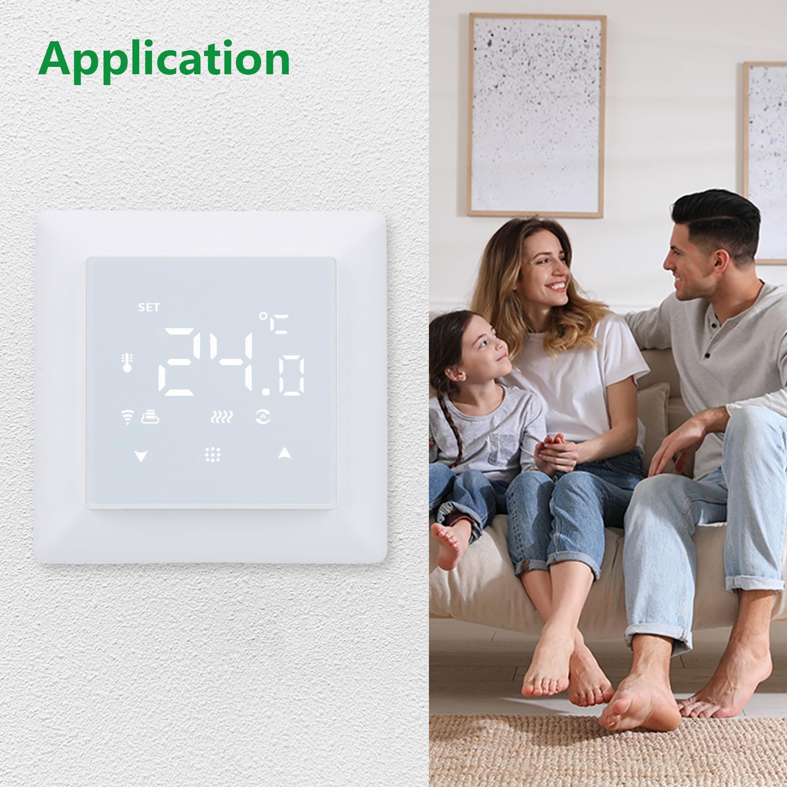 Wengart Thermostat Wi-FI WG511, Modes Chaud et Froid, détection d'ouverture de fenêtre réglable, Compatible Alexa et Google Home, AC230 V 3 A 2,4 GHz, Fonctionne pour Le Chauffage au Sol à Eau