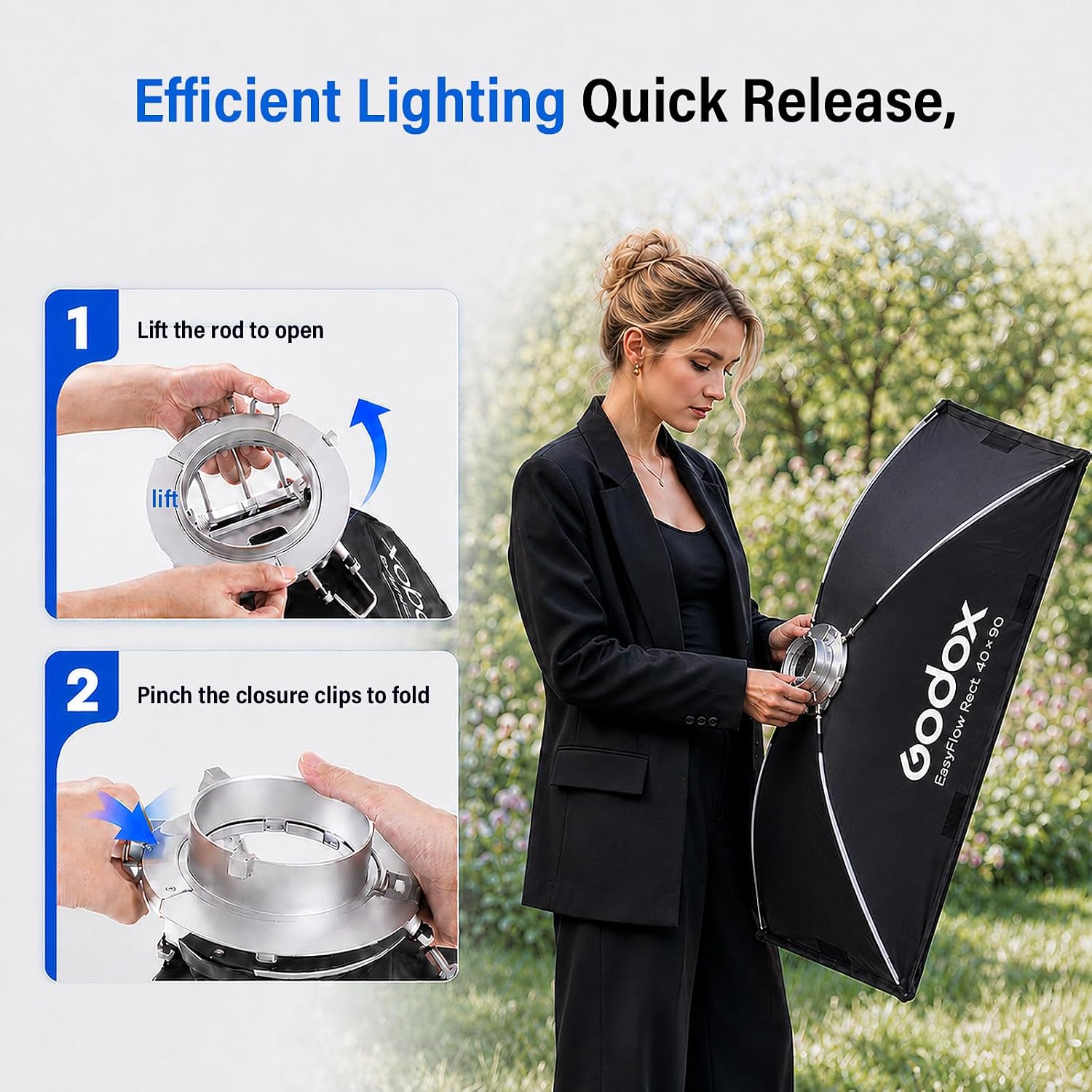 GODOX EazyFlow 40×90cm / 16×35" Rectangular Softbox Lighting Modifier
