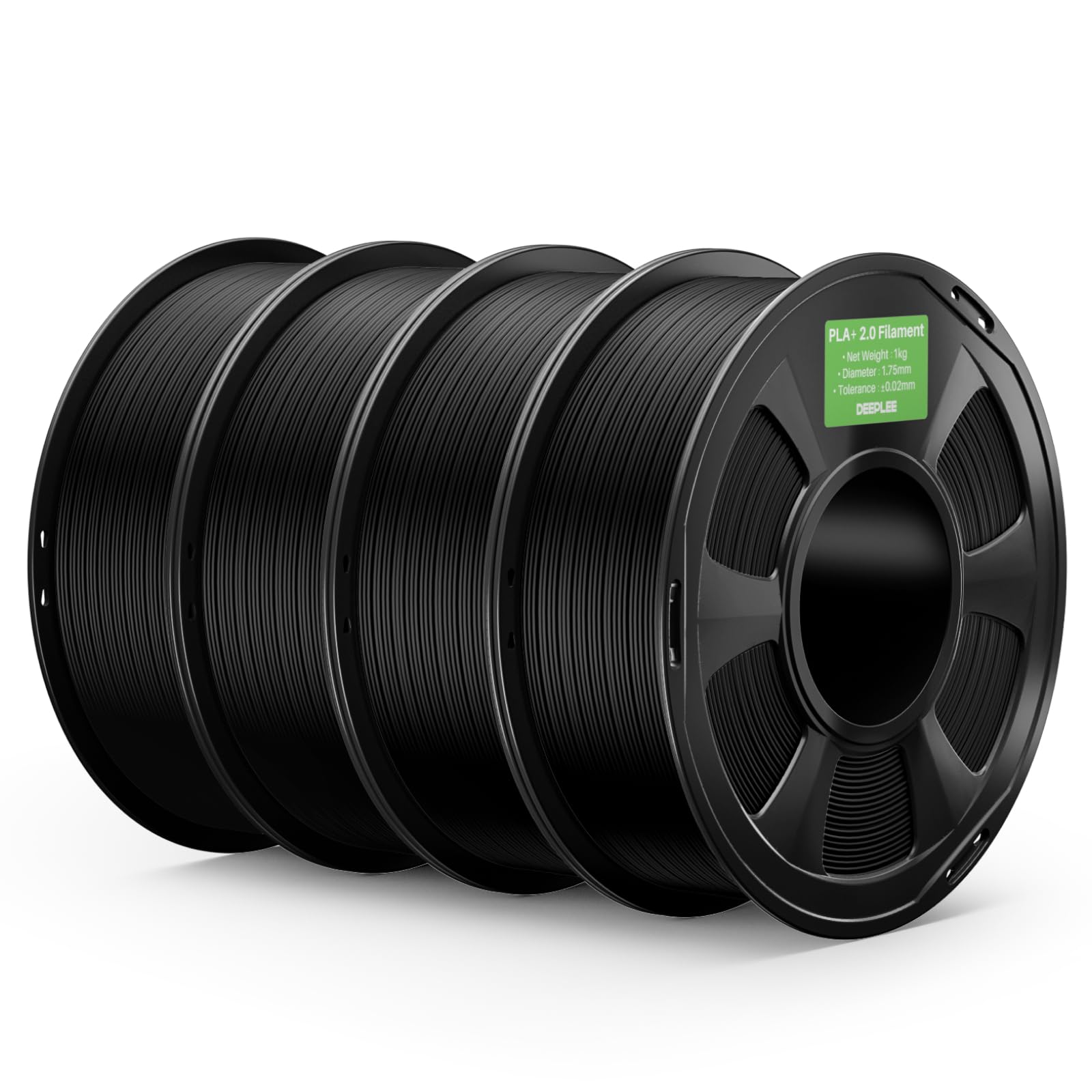 DEEPLEE PLA+ 2.0 Filament 1.75mm, Stärkere Zähigkeit 3D Drucker Filament, Schwarz 4KG, Upgrade PLA Plus 3D Printer Filament, High Speed PLA+ Filament für die meisten FDM 3D Drucker