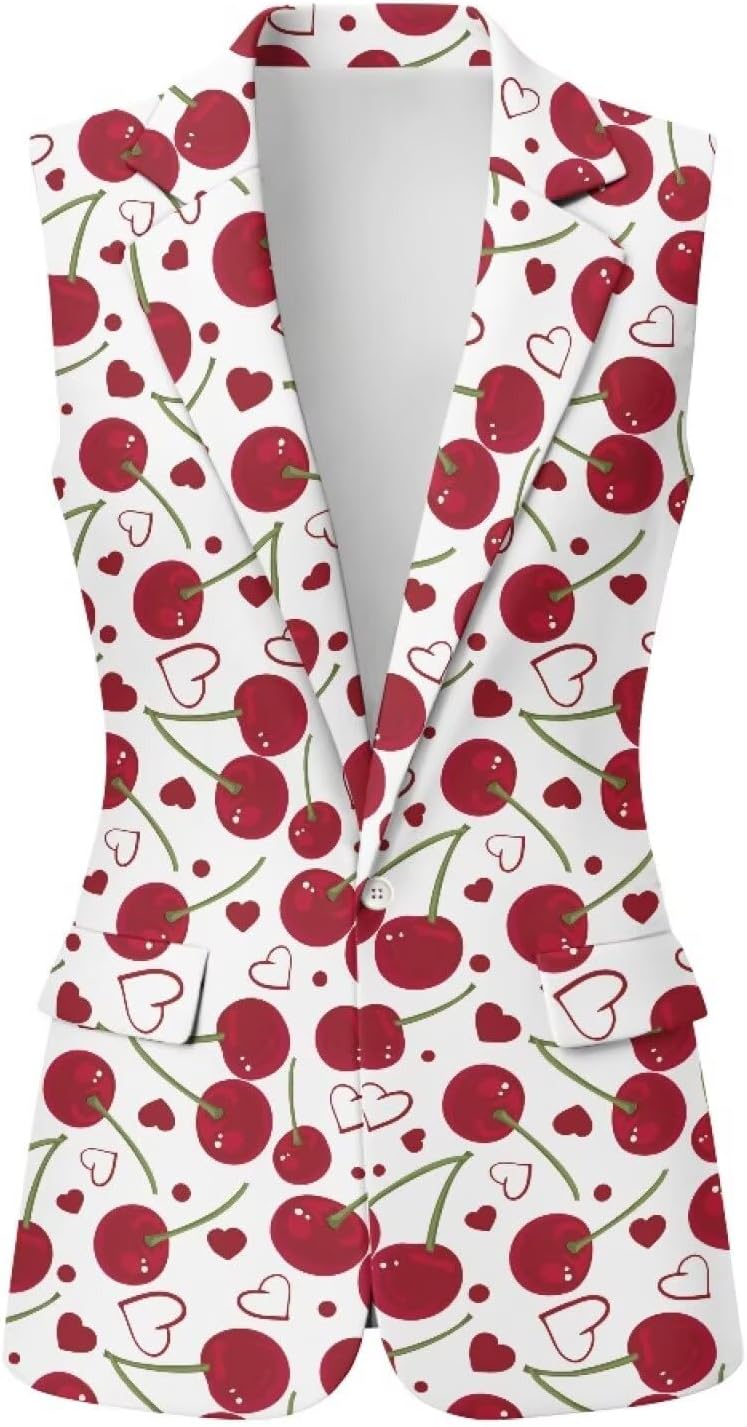 Womens Sleeveless Waistcoat Casual Loose Vest Blazers with Pocket Business One Button Comfy Suit Vest Size S-5XL