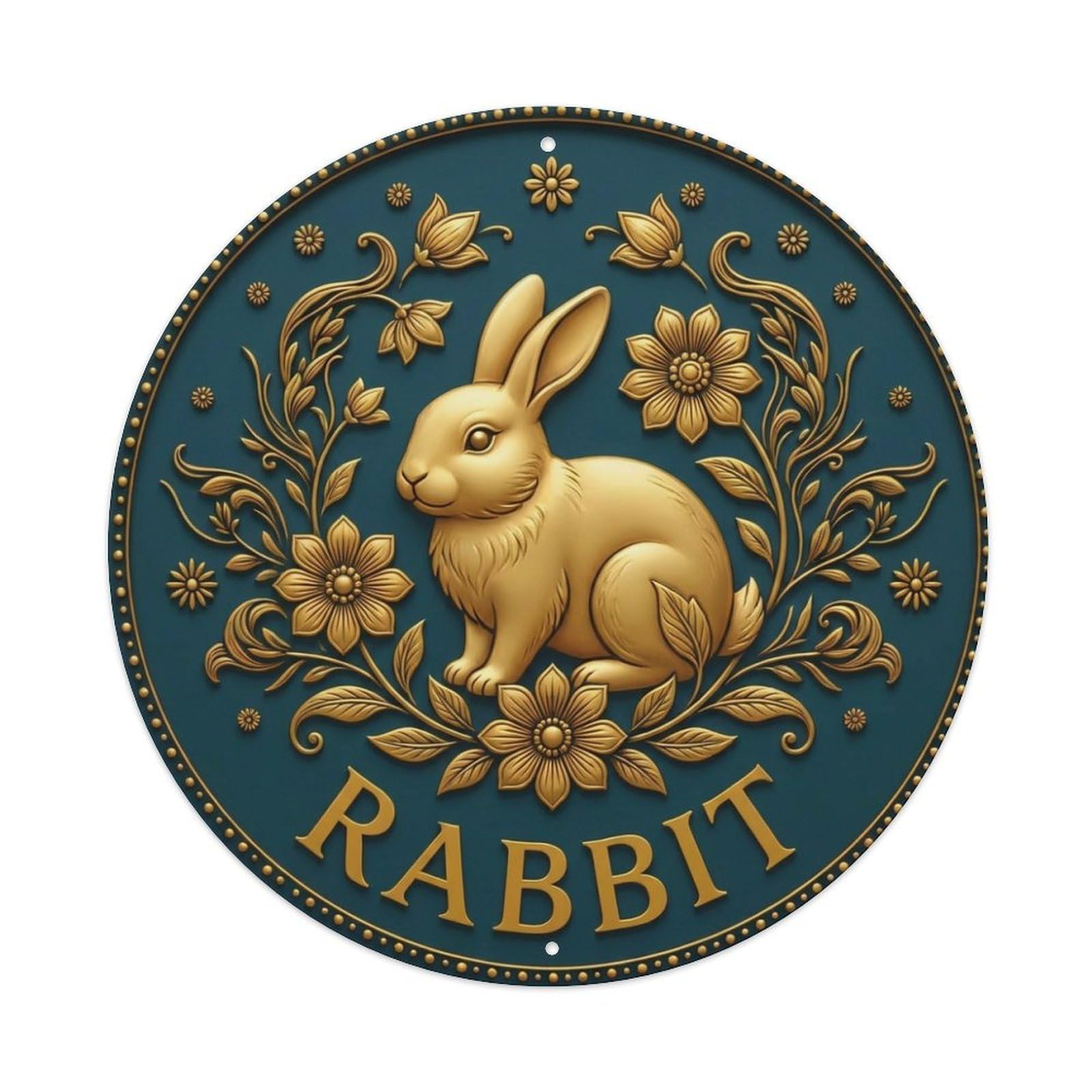 Vintage Rabbit Flower Zen Yoga Metal Tin Sign