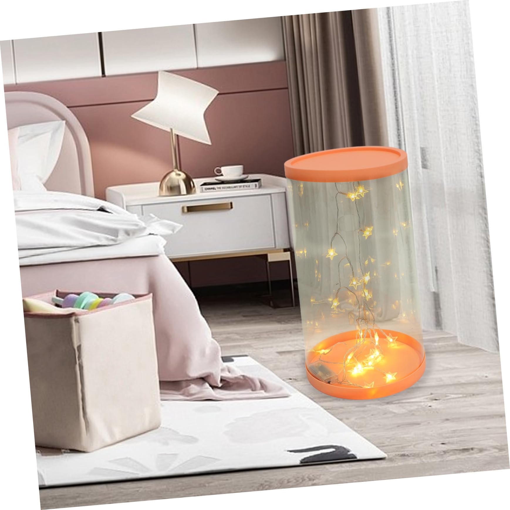ibasenice 1juego Cubo De Almacenamiento Transparente Para Diseño Cilíndrico Para Juguetes y Decoración Infantil Diámetro Luz Led