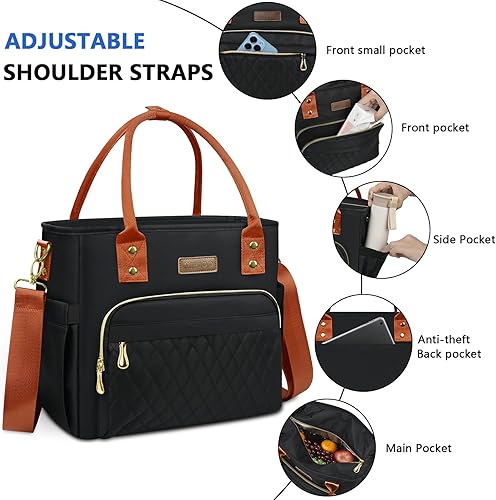 Miniatura 8 de MIYCOO Lonchera para mujeres y hombres, bolsa térmica térmica a prueba de fugas para mujeres y hombres, bolsa grande de almuerzo para adultos, color