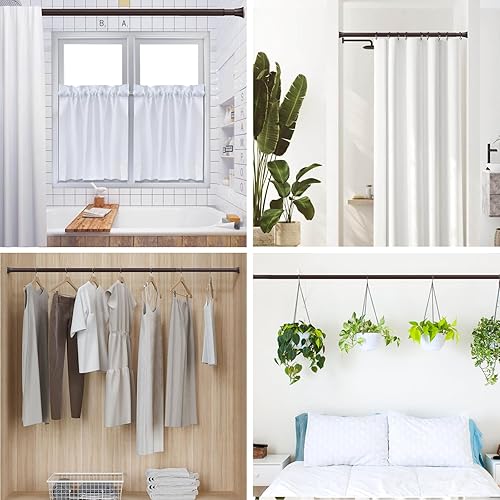 Miniatura 8 de BRIOFOX Barra de cortina de ducha de tensión de bronce, barra de cortina de tensión ajustable de 47 a 56 pulgadas, barra de ducha de tensión de