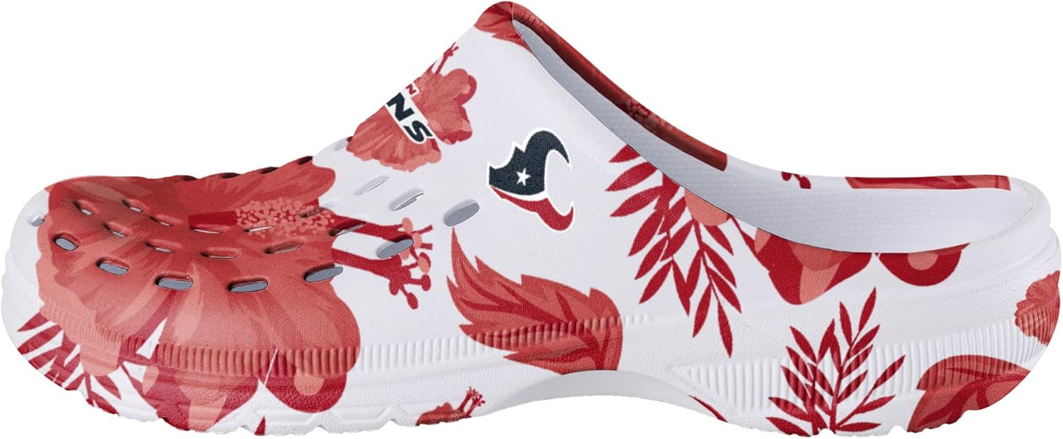 FOCO Women's NFL Team Logo Ladies Floral White Water Garden Shoe Clog Sandals